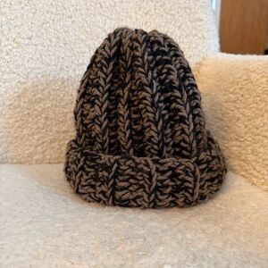 Crochet brown and black chunky knit beanie: Handmade Winter Hat
